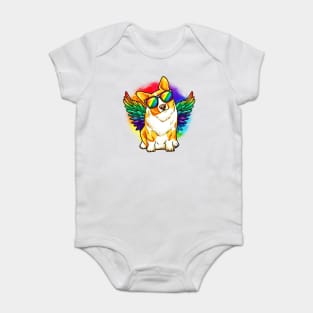 Funny Corgi Dog Rainbow Pride Baby Bodysuit